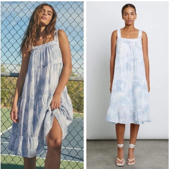 Rails Dress-xs-Cotton-Blue & White-Tie Dye Cloud Vibes-Lined-Two Button Closure - Picture 15 of 15